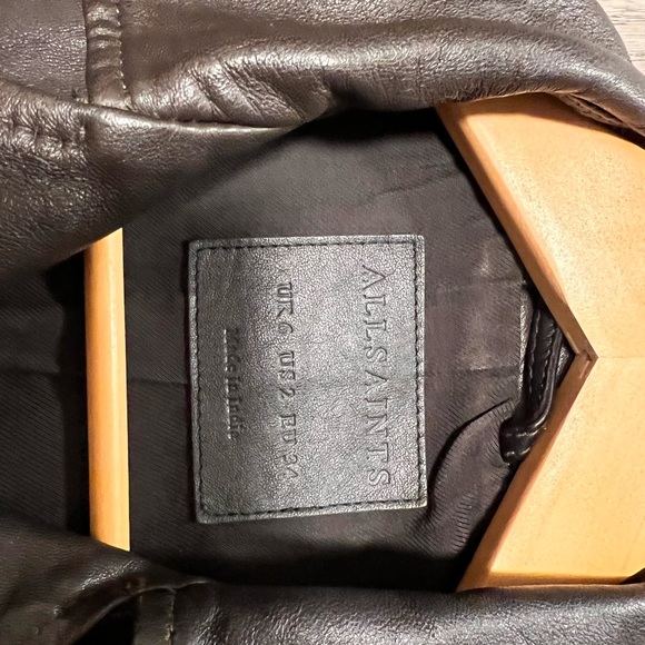 AllSaints Leather Biker Jacket sz UK 6 - Picture 2 of 5
